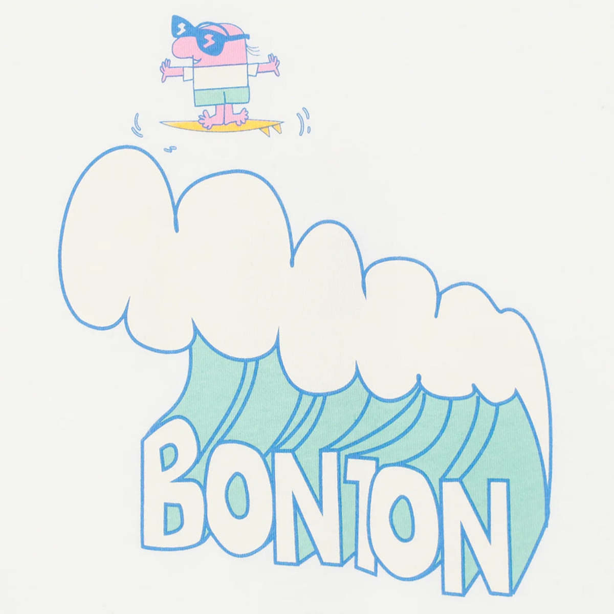 KIDS Bonton Livo Wave Print T-shirt - Ecru White - Image 3 of 4