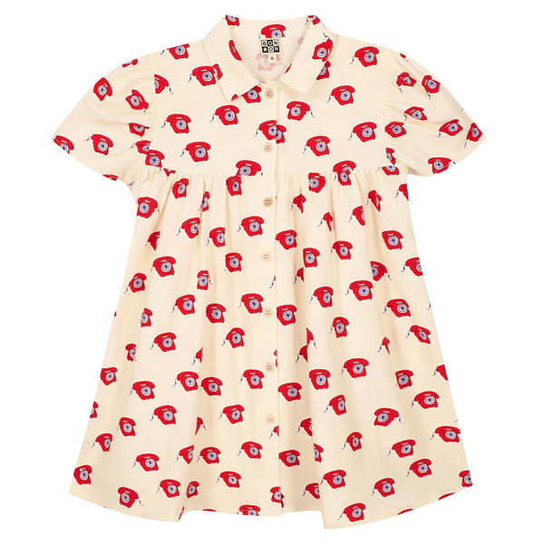 KIDS Bonton Lulu Dress Phone Print Dress - Cream KIDS Bonton Lulu Dress Phone Print Dress - Cream