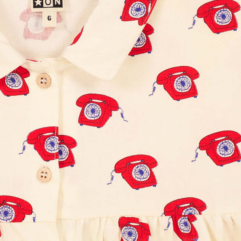 KIDS Bonton Lulu Dress Phone Print Dress - Cream