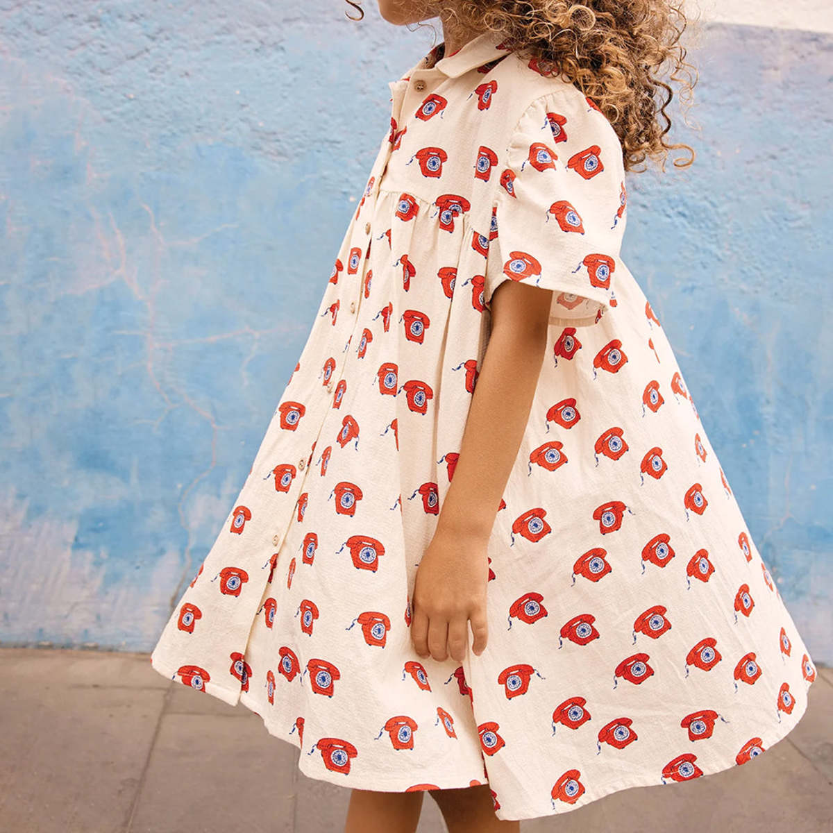 KIDS Bonton Lulu Dress Phone Print Dress - Cream - Image 4 of 6