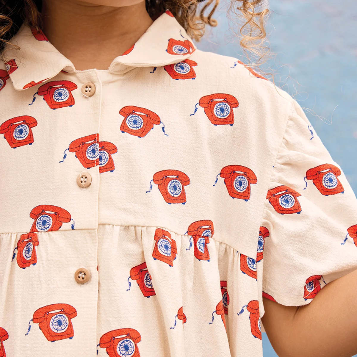 KIDS Bonton Lulu Dress Phone Print Dress - Cream - Image 6 of 6