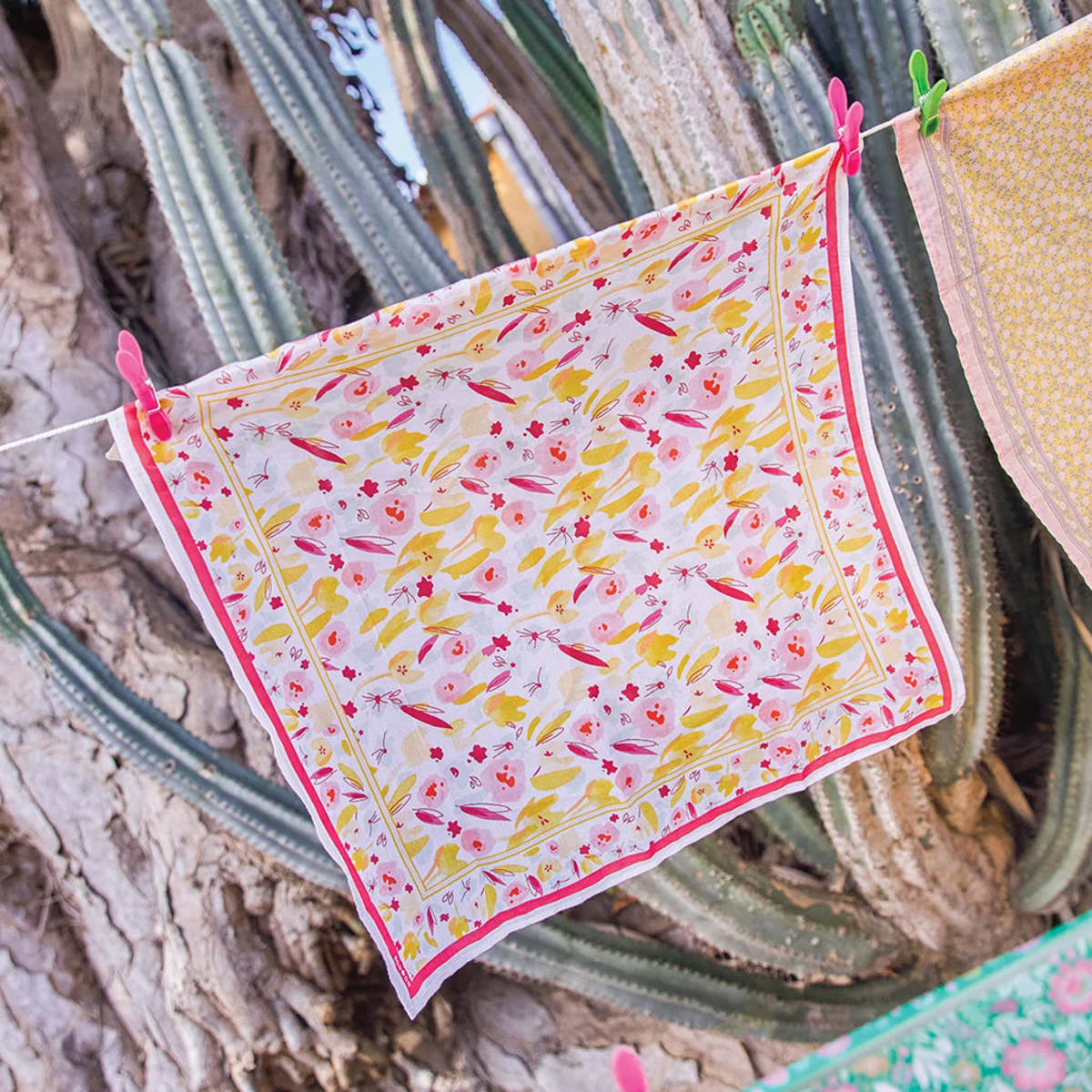 KIDS Bonton Josephine Floral Print Bandana Scarf - Pink - Image 3 of 6