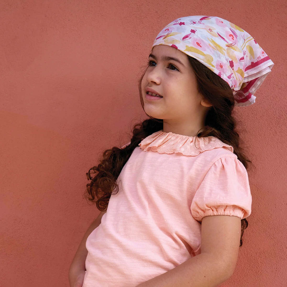 KIDS Bonton Josephine Floral Print Bandana Scarf - Pink - Image 4 of 6