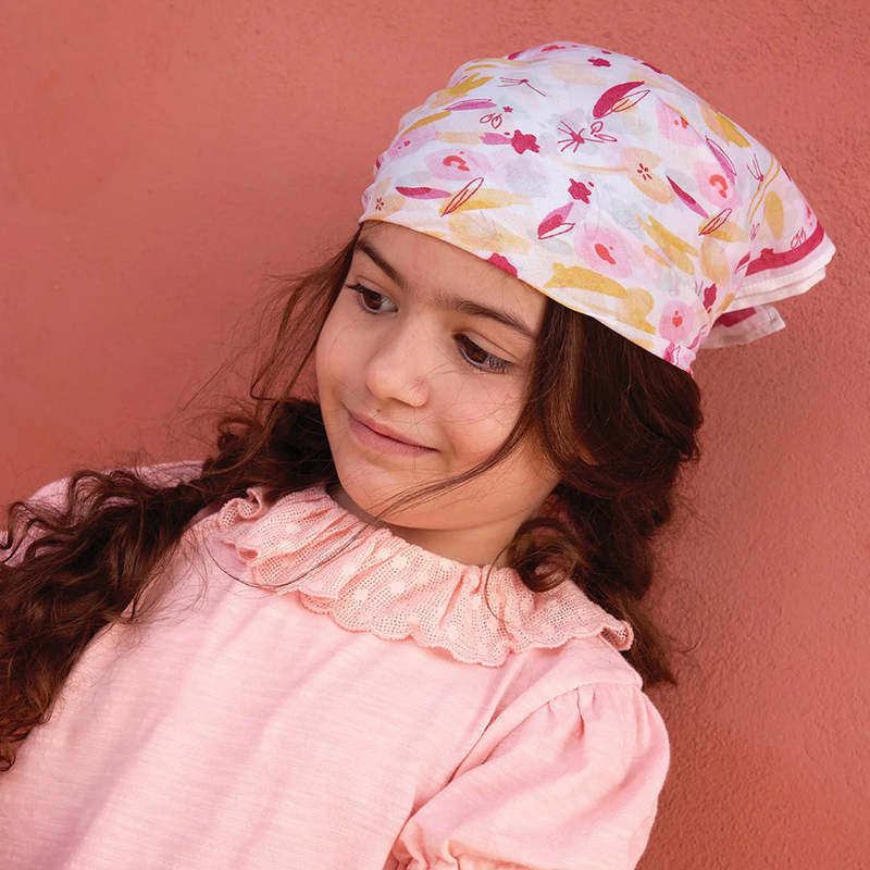KIDS Bonton Josephine Floral Print Bandana Scarf - Pink
