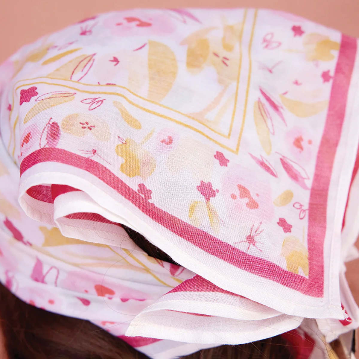 KIDS Bonton Josephine Floral Print Bandana Scarf - Pink - Image 6 of 6