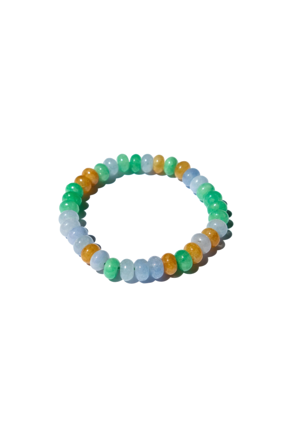 seree Lavender field Beaded jade bracelet - Lavender/Green/Yellow