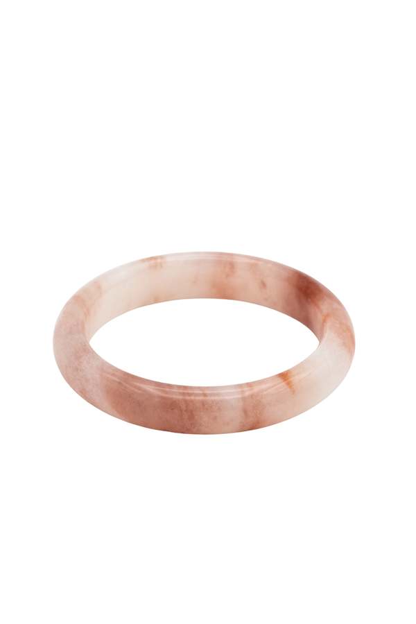Seree Peach Blossom Pink Jade Stone Bangle - Pink