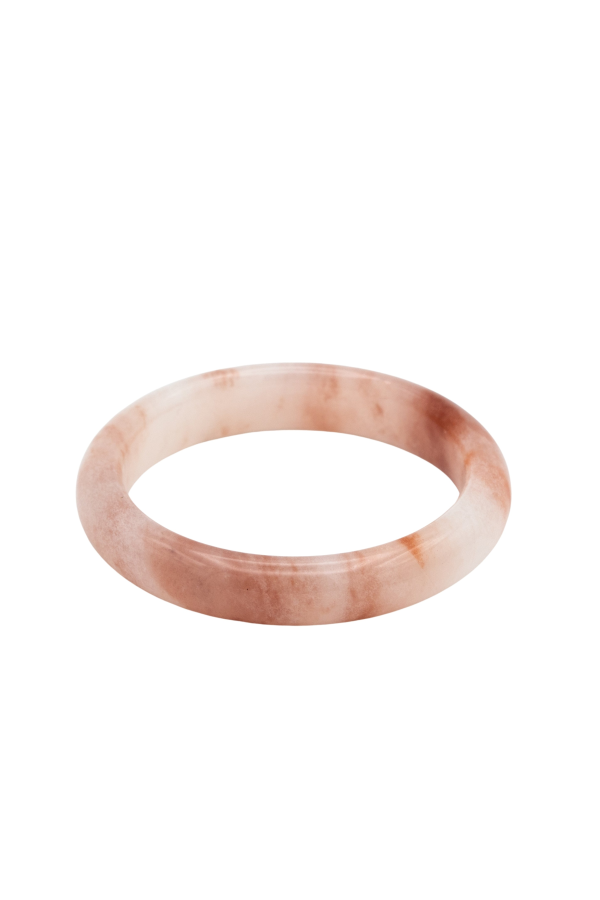 Seree Peach Blossom Pink Jade Stone Bangle - Pink