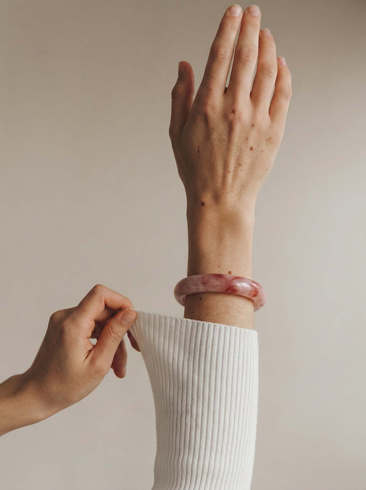 Seree Peach Blossom Pink Jade Stone Bangle - Pink - Image 2 of 2