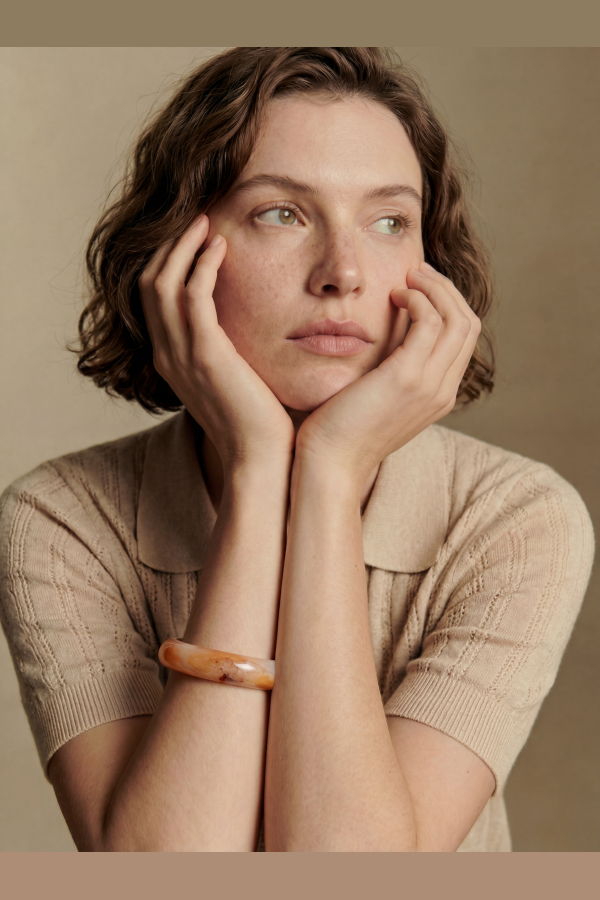 Seree Playground Marble Jade Stone Bangle - Sand