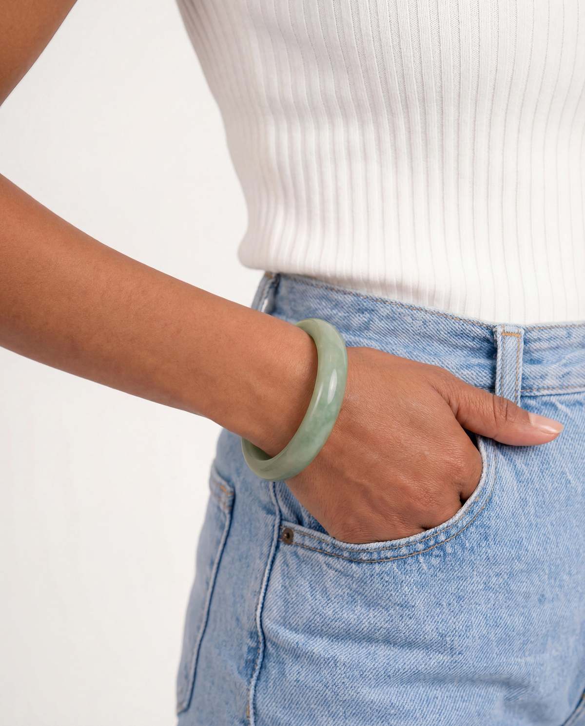 Seree Tennis Opaque Jade Stone Bangle - Image 2 of 5