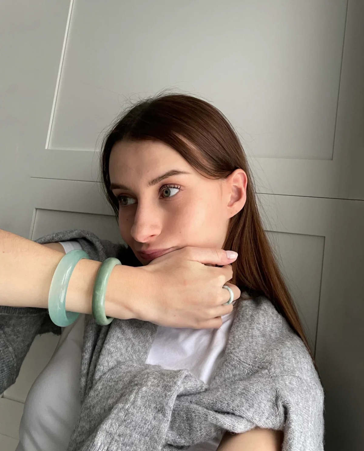 Seree Tennis Opaque Jade Stone Bangle - Image 4 of 5