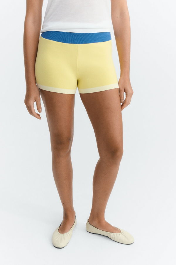 Thinking MU Custard Rudy Knitted Shorts - Yellow