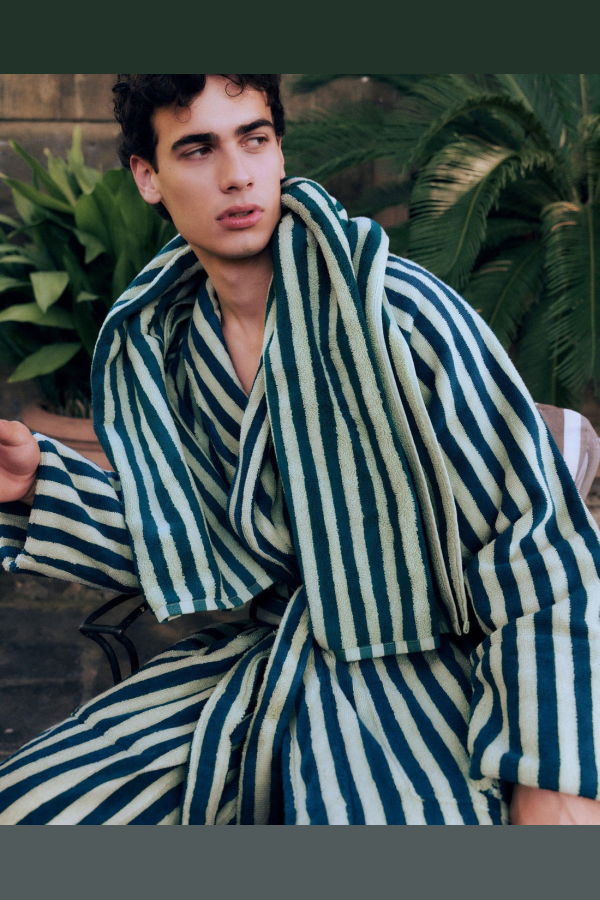 Bongusta Naram Bathrobe - Seafoam + Deep Teal