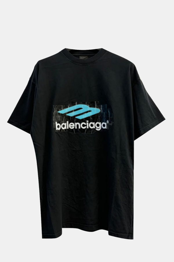 Balenciaga Faded Washed Black Oversized T-Shirt - Black