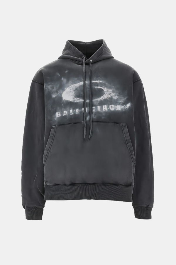 Balenciaga Oversized Hoodie - Washed Black/White