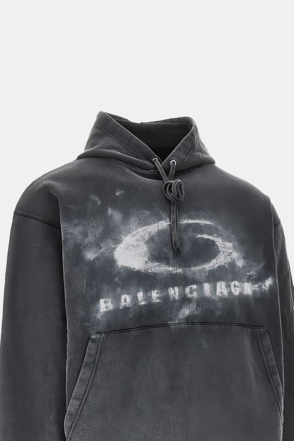 Balenciaga Oversized Hoodie - Washed Black/White