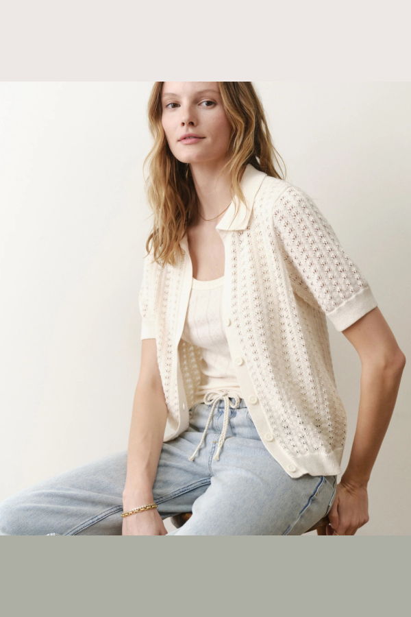 Marine Layer Piper Knit Resort Shirt - Cream