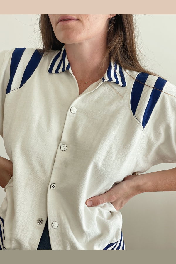 1950s Athletic Warm Up Tee - White