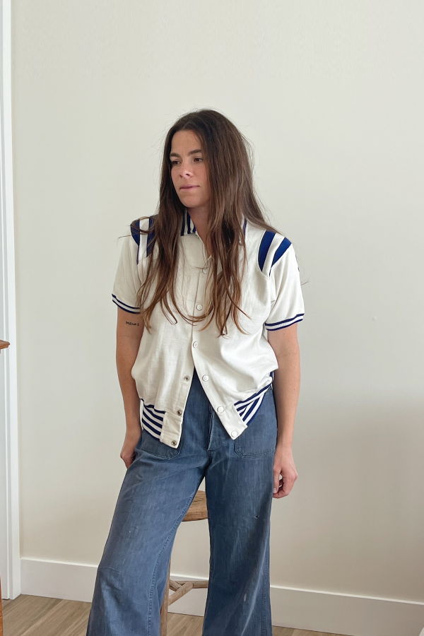 1950s Athletic Warm Up Tee - White