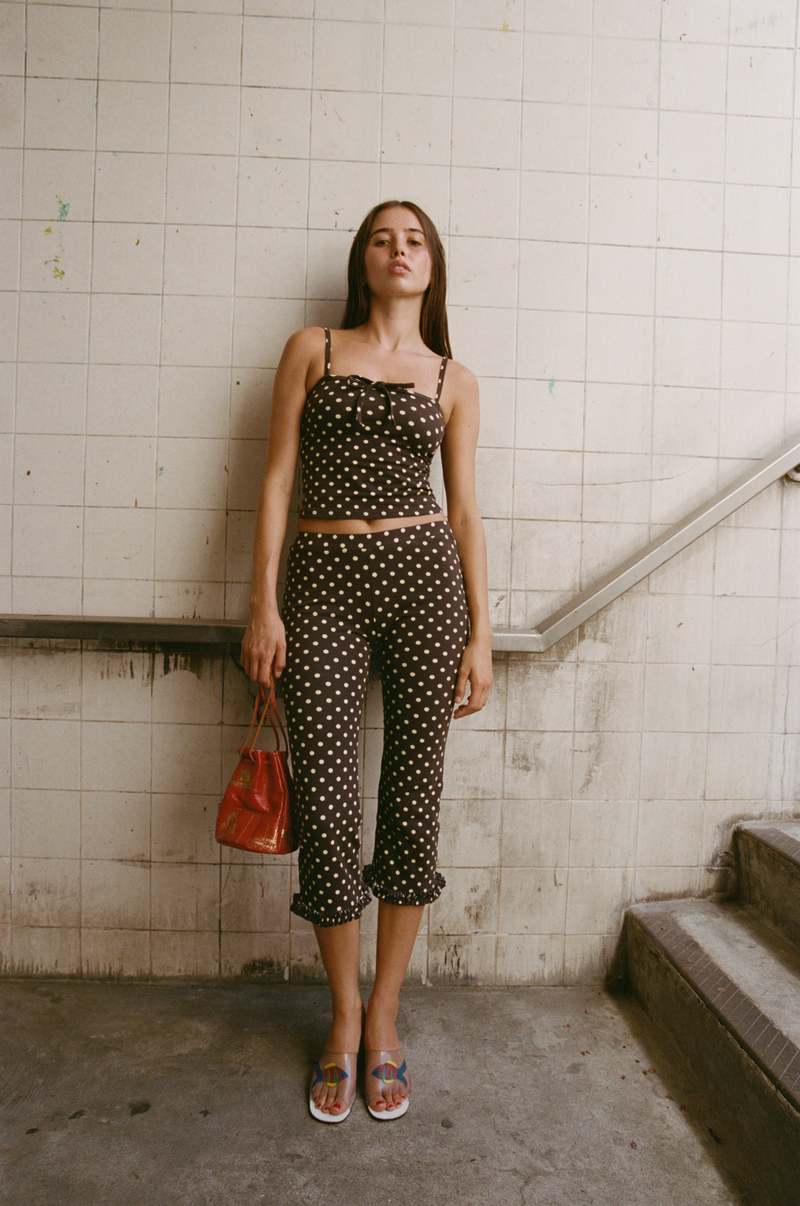 Rat Boi Tie Cami in Espresso Dot