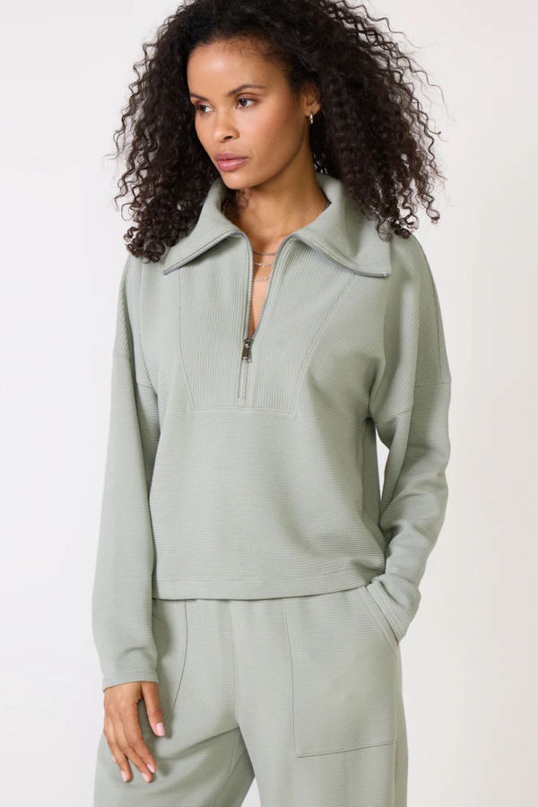 Spanx AE French Rib Half Zip Sweatshirt