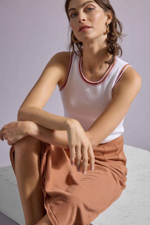 Lilla P. Contrast Trim Knit Tank Top