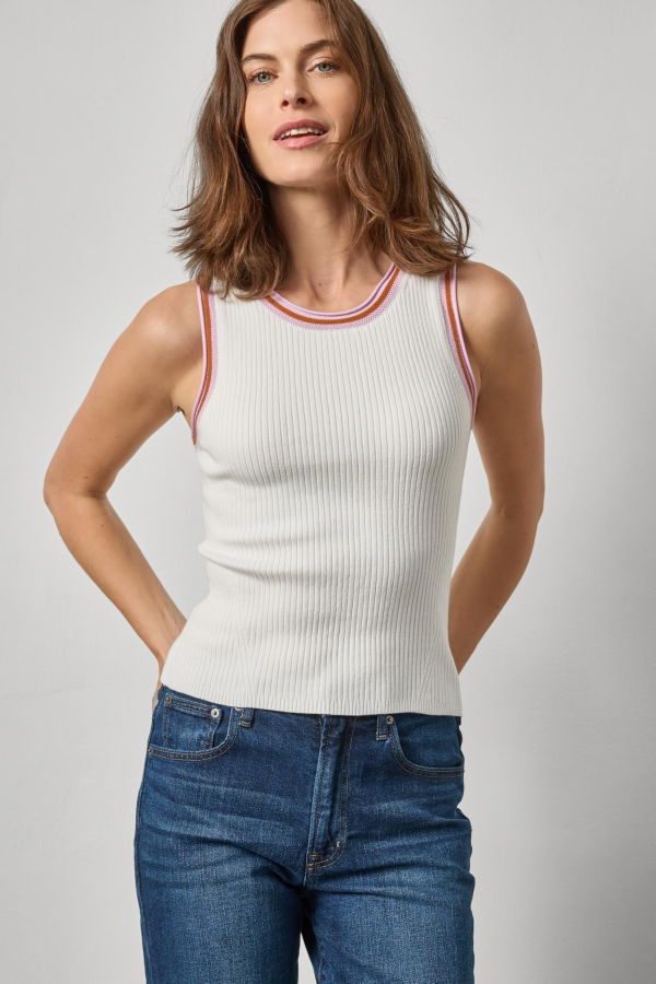 Lilla P. Contrast Trim Knit Tank Top