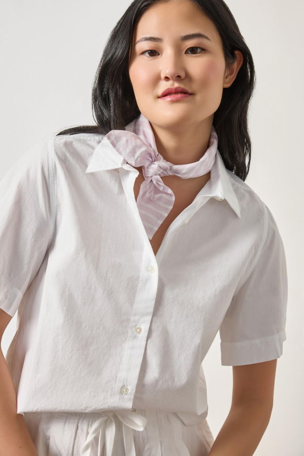Lilla P. Folded Sleeve Button Down Top