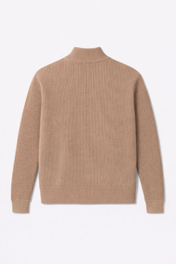 Blue&Cream Cashmere Quilted Combo Zip Jacket - Light Brown