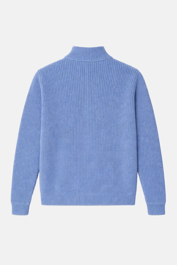 Blue&Cream Cashmere Quilted Combo Zip Jacket - Navy