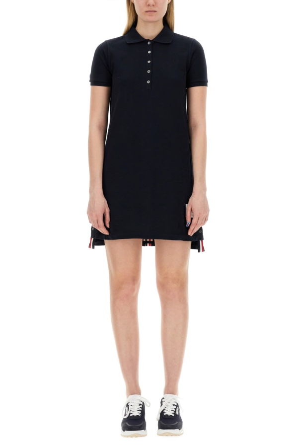 Thom Browne Cotton Pique Polo Shirt Dress - Blue