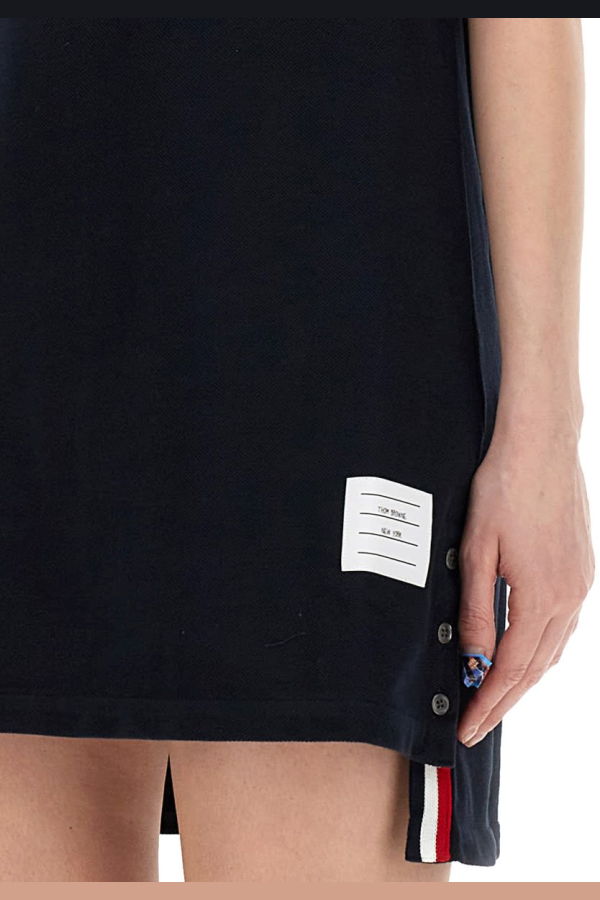 Thom Browne Cotton Pique Polo Shirt Dress - Blue