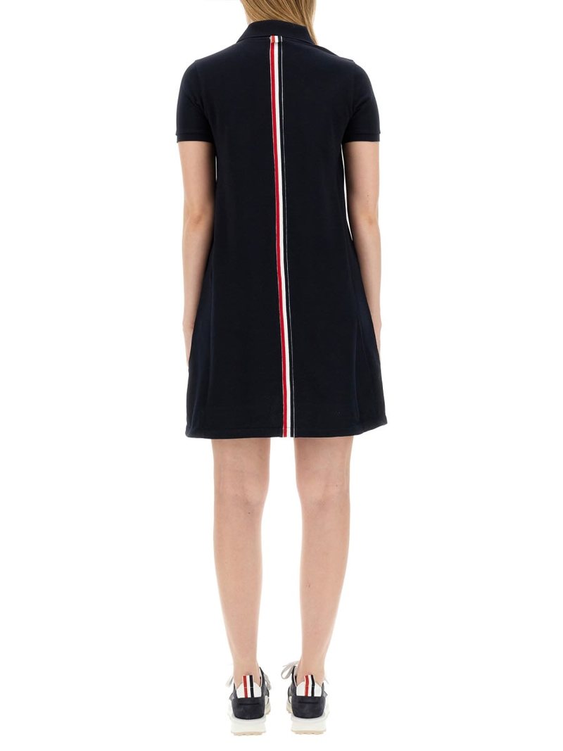 Thom Browne Cotton Pique Polo Shirt Dress - Blue