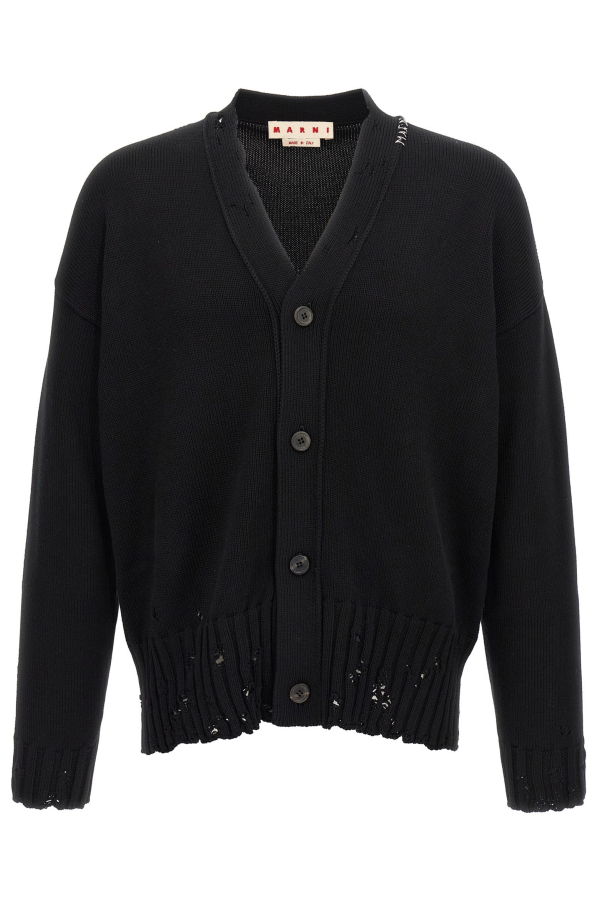 Marni Logo Embroidery Cardigan - Black