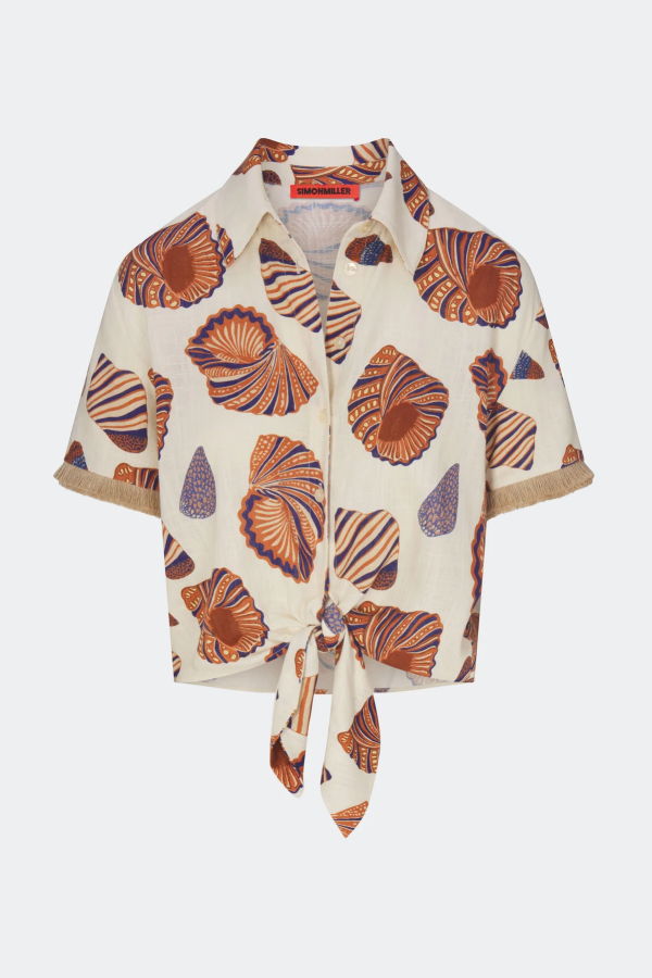 The NKC Store Eva Linen Fringe Tie Top