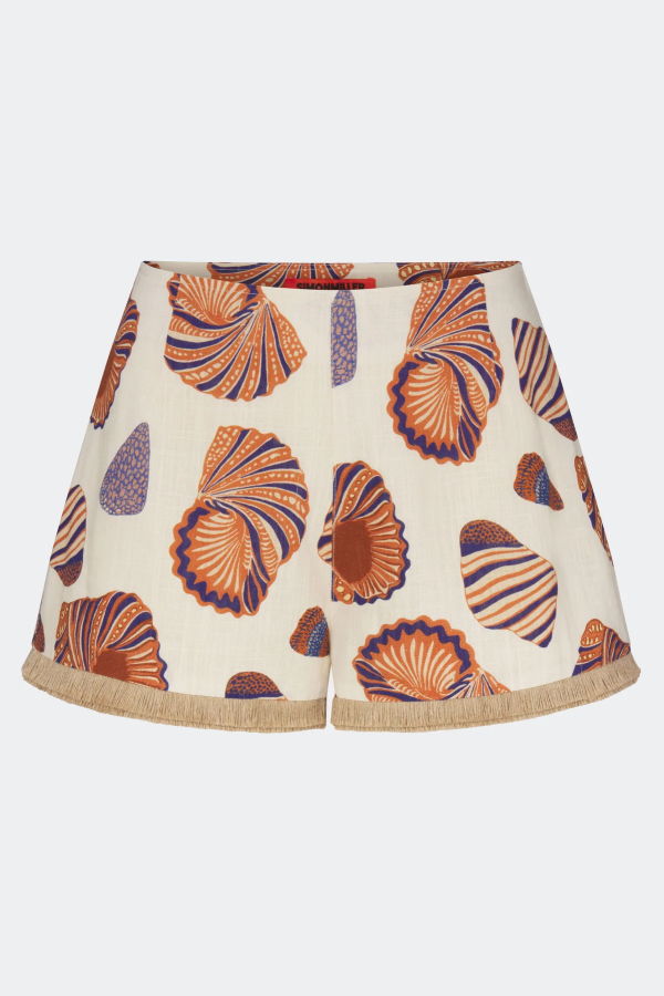The NKC Store Mina Linen Fringe Short Shorts