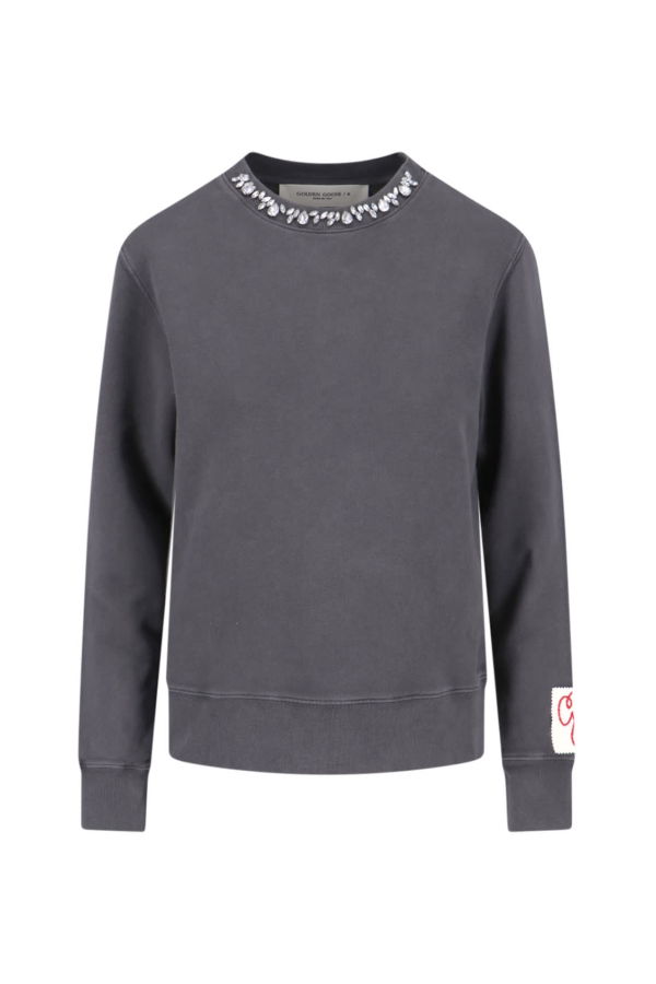 Golden Goose Sweatshirt With Crystals Crewneck Sweatshirt - Gray