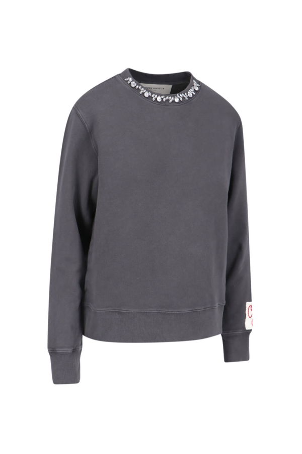 Golden Goose Sweatshirt With Crystals Crewneck Sweatshirt - Gray