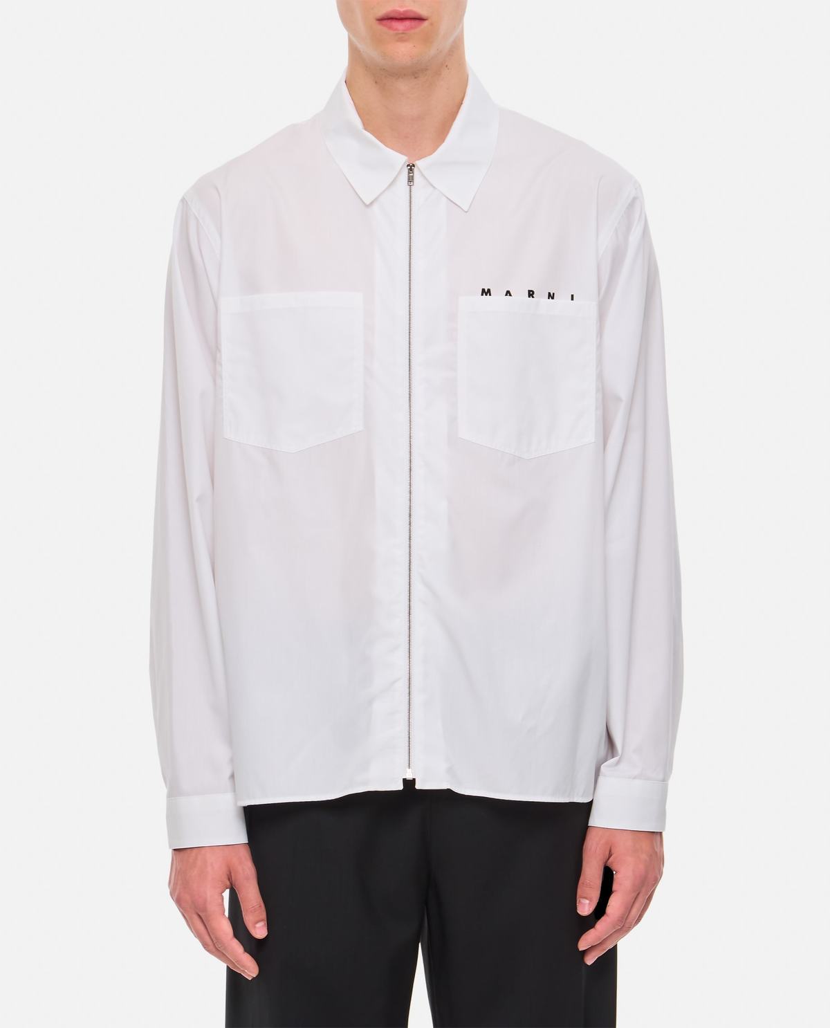 Marni Cotton Full Zip Shirt - White - Image 1 of 4