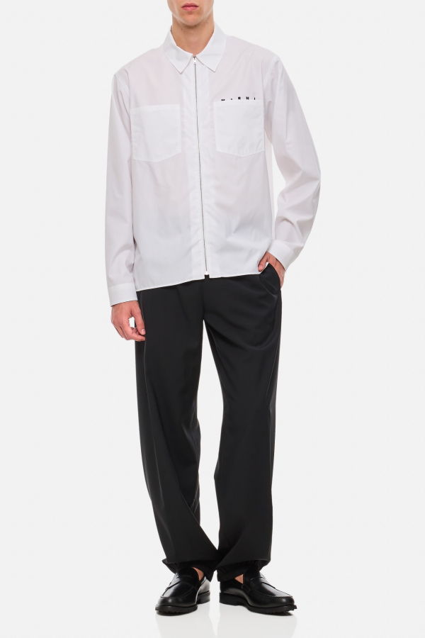 Marni Cotton Full Zip Shirt - White