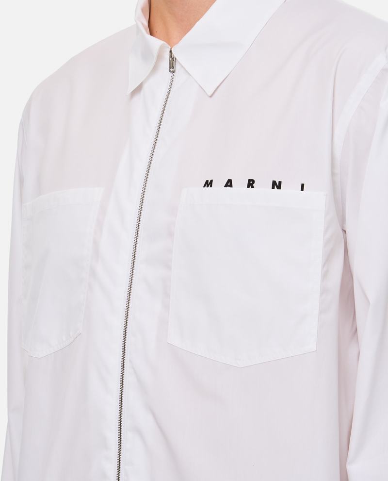 Marni Cotton Full Zip Shirt - White