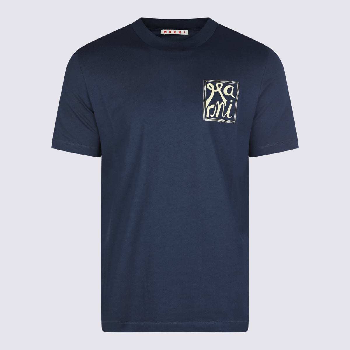 Marni Navy Cotton T-Shirt - Navy - Image 1 of 4