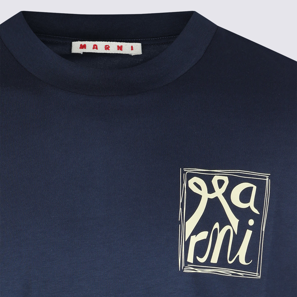 Marni Navy Cotton T-Shirt - Navy - Image 3 of 4