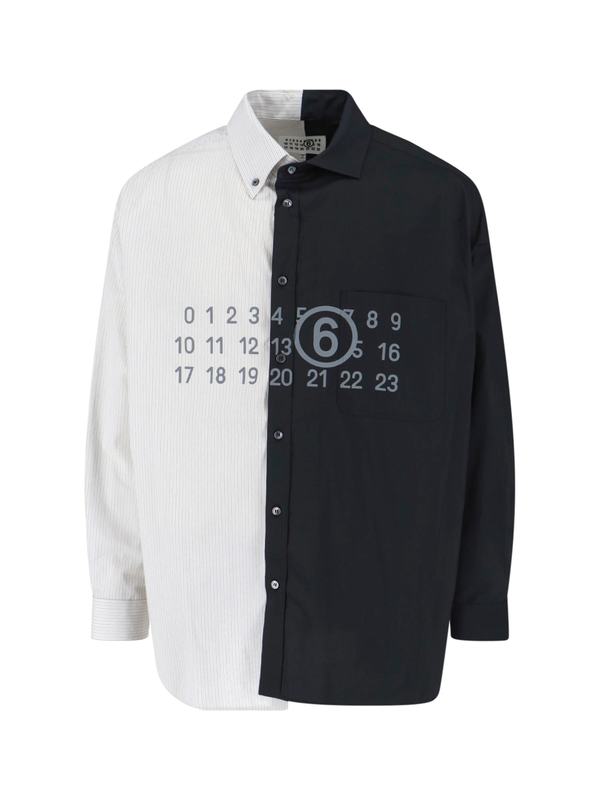 MM6 Maison Margiela Two-Tone Numeric Shirt - Black