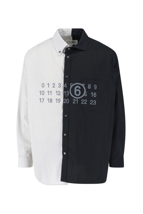 MM6 Maison Margiela Two-Tone Numeric Shirt - Black