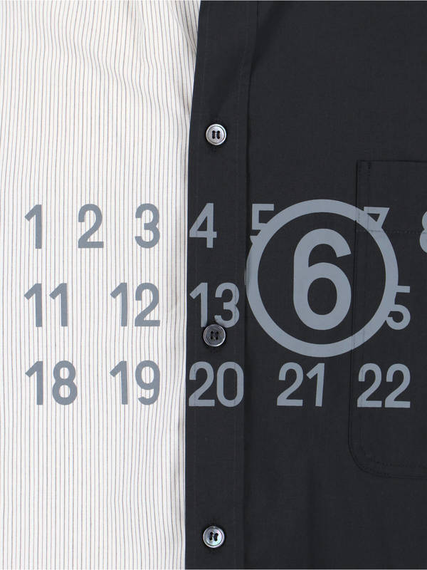 MM6 Maison Margiela Two-Tone Numeric Shirt - Black