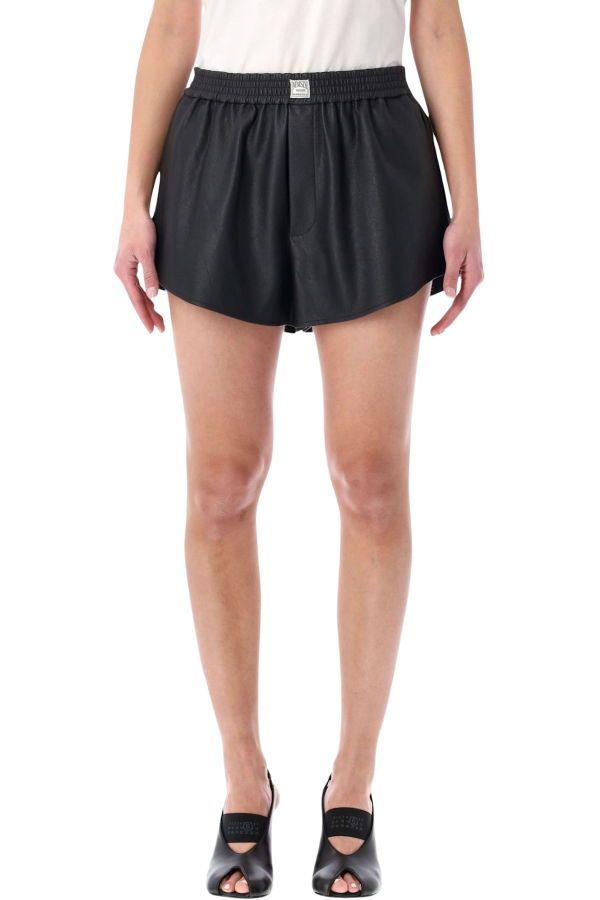 MM6 Maison Margiela Eco-leather Shorts - Black