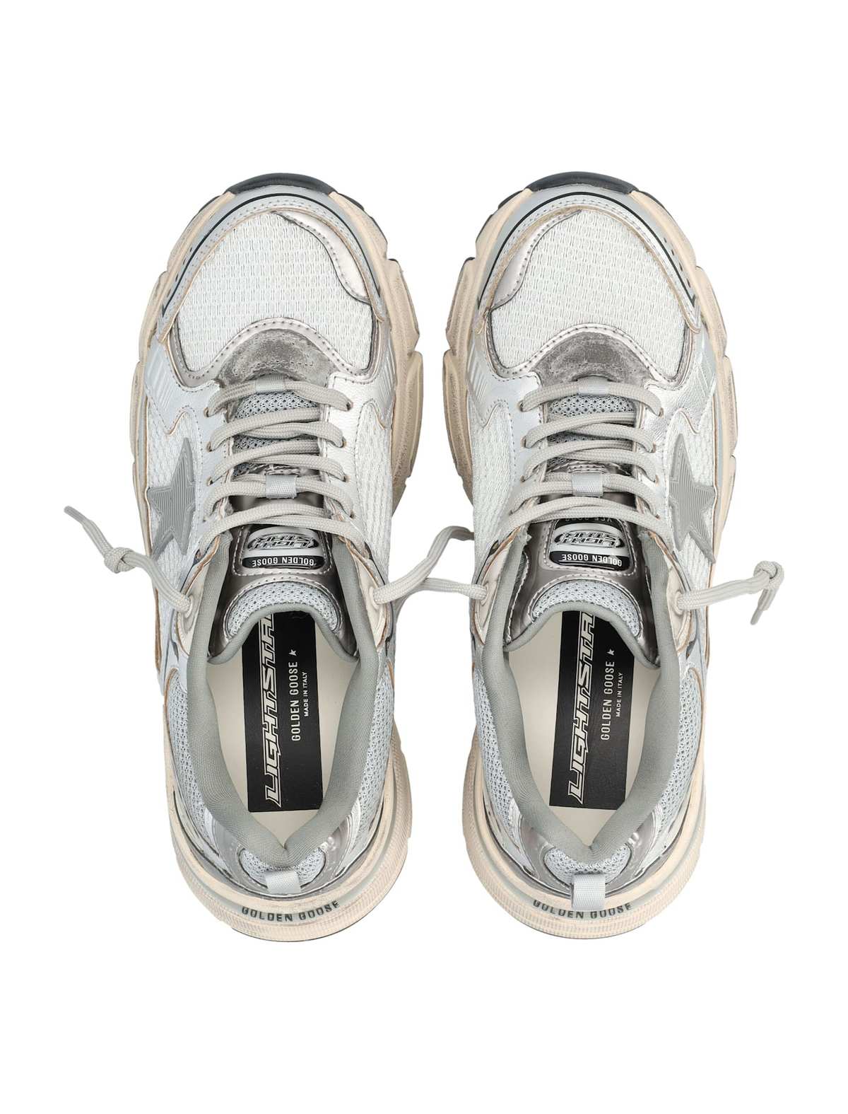Golden Goose Lightstar Mesh And Nappa Sneakers - Grey Silver Black - Image 2 of 4