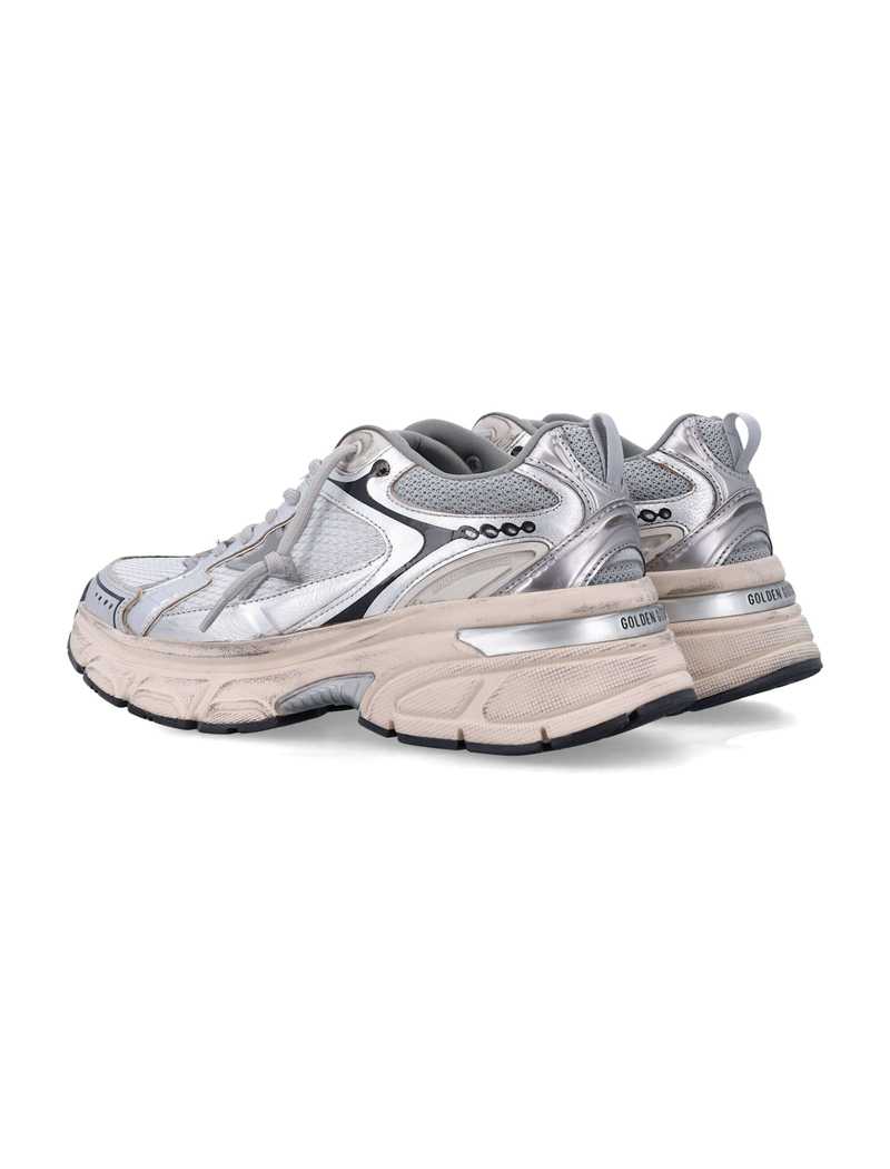 Golden Goose Lightstar Mesh And Nappa Sneakers - Grey Silver Black